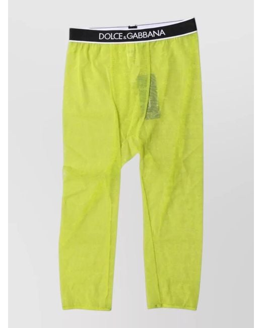 Dolce & Gabbana Yellow Dg Logo Mesh Cropped Tights Underwear