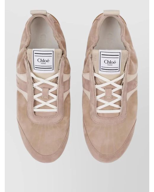 Chloé Pink Lace Up Shoes Round Toe Pull Tab