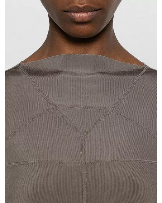 Rick Owens Gray Long Dress Fitted Silhouette Crew Neck