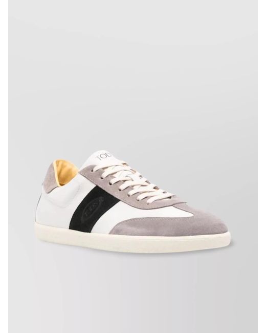 Tod's Black Calf Leather Suede Low-Top Sneakers for men