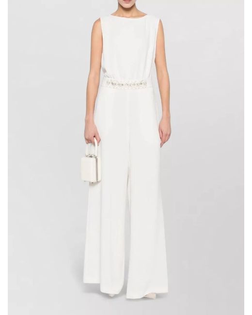 P.A.R.O.S.H. White Sleeveless Jumpsuit Silk And Nylon Blend