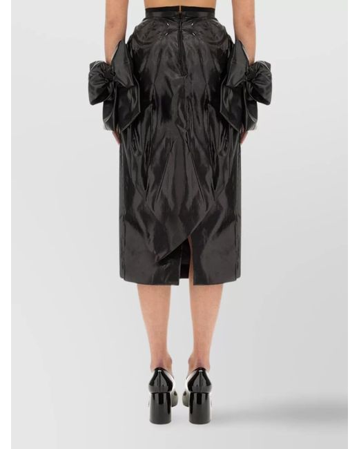 Maison Margiela Black Slim-Fit Knee-Length Pencil Skirt With Bow