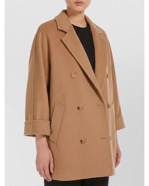 Max Mara Natural Icon Rebus Short Beaver Wool Coat