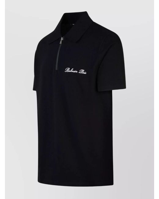 Balmain Black 'signature' Cotton Polo Shirt for men