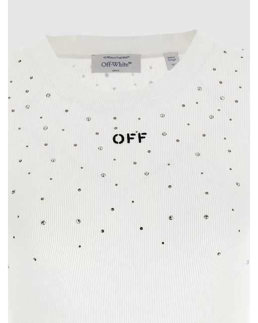 Off-White c/o Virgil Abloh White Crystal-Embellished Top