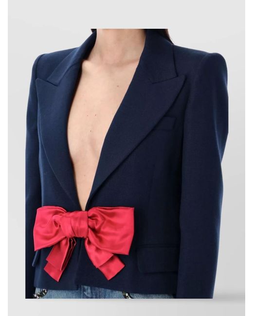 Valentino Garavani Blue Cropped Single-Breasted Blazer
