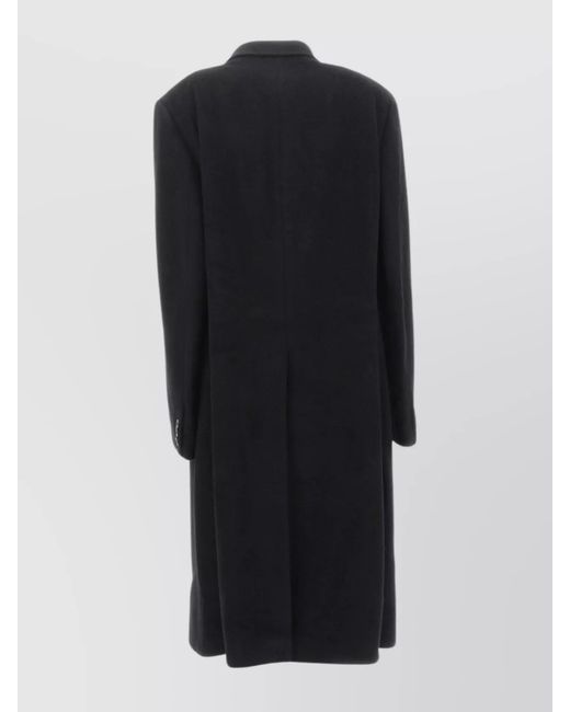Our Legacy Black Long Double-Breasted Coat Notched Lapels for men