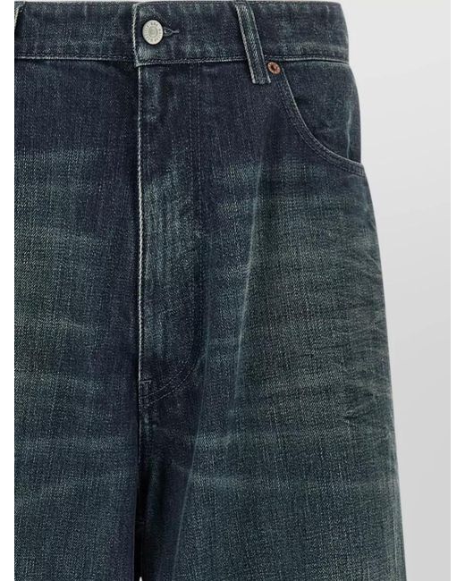 MM6 by Maison Margiela Blue Numeric Signature Wide Leg Denim Trousers for men