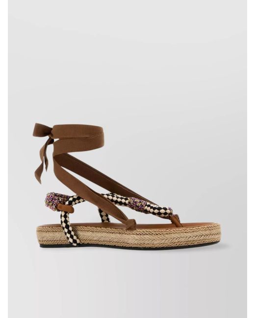 Isabel Marant Multicolor Fabric Sandals With Braided Sole And Embellished Strap