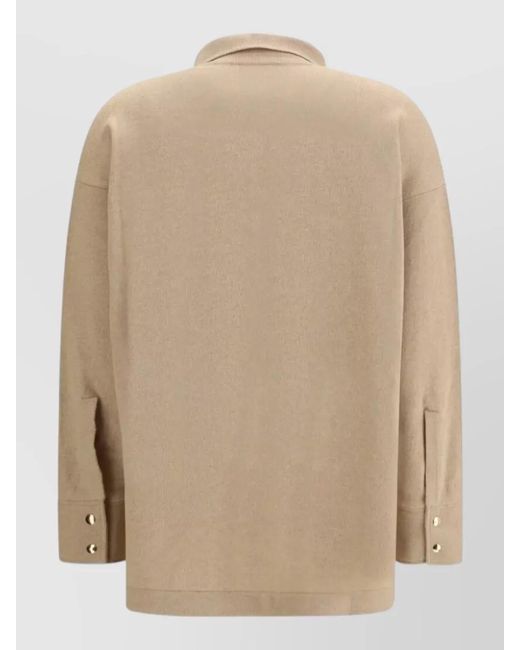 Fabiana Filippi Natural Knitwear Shirt Long Sleeves Collared Neck Pocket