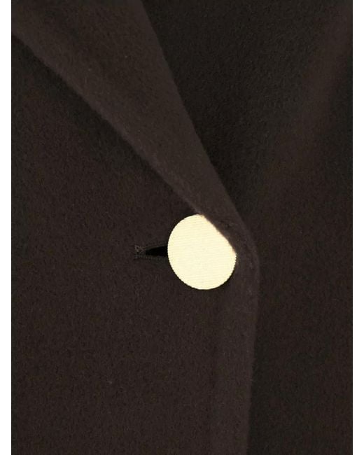 Alberta Ferretti Black Wool Blend Coat Notched Lapels Belt