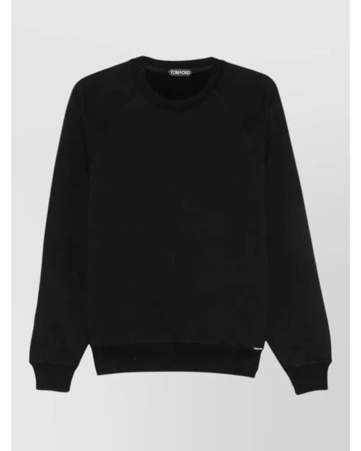 Tom Ford Black Organic Cotton Turtleneck Raglan Long Sleeve Top for men