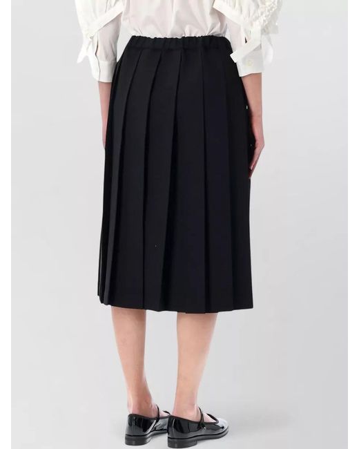 Comme des Garçons Black Midi Skirt Pleated Design Flared Shape