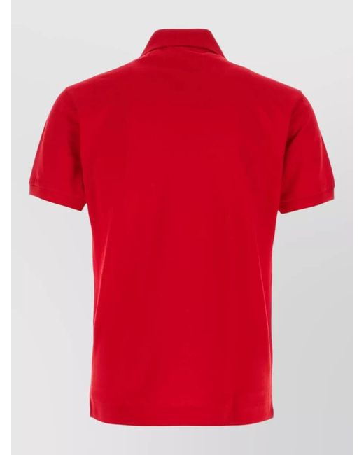 Lacoste Red Piquet Polo Shirt Straight Cut Collar Short Sleeves for men