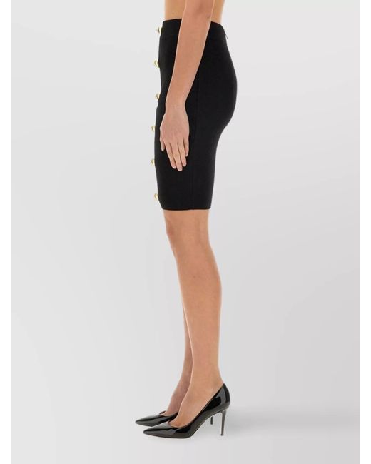 Balmain Black Checked Knit Pencil Skirt