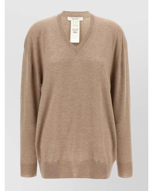 The Row Natural "Jairo" Soft Texture V-Neck Sweater