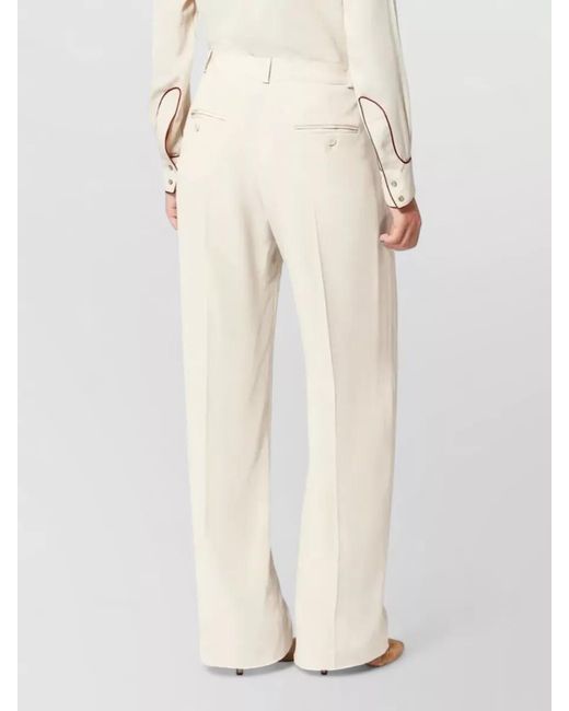 Isabel Marant Natural Silk Blend Pleated Wide-Leg Trousers