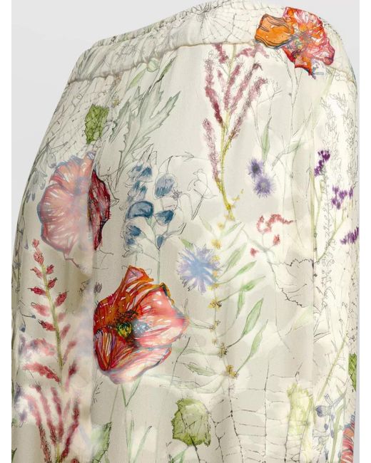 McQueen Metallic Wide Leg Trousers Floral Print Design