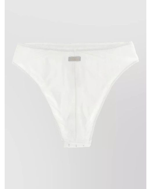 Mc2 Saint Barth White Sibilla Bikini Bottom Elastic Waistband Rhinestones