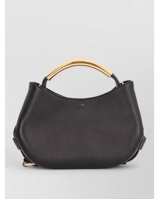 Moschino Gray Leather Shoulder Bag Top Handle Design