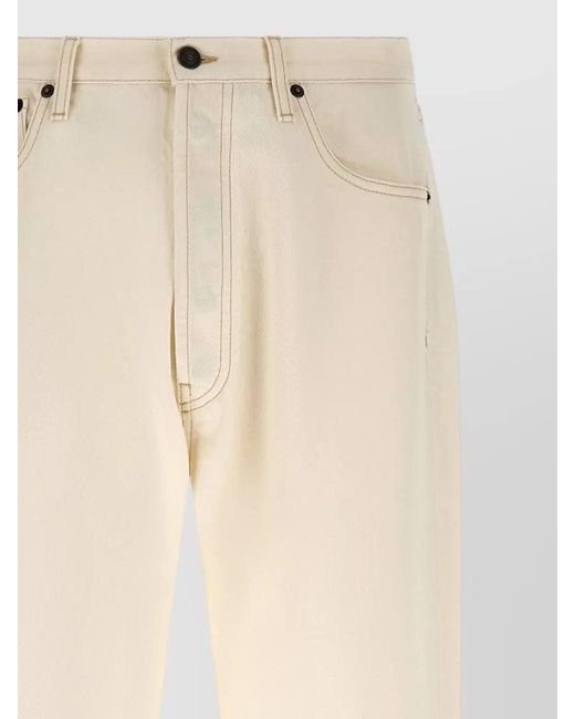 Prada Natural Contrast Stitching Structured Straight Leg Jeans for men