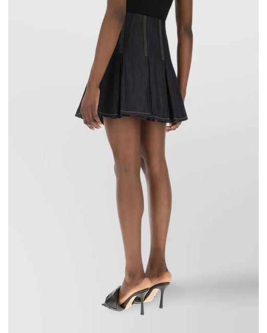 Bottega Veneta Blue Denim Pleated Mini Skirt
