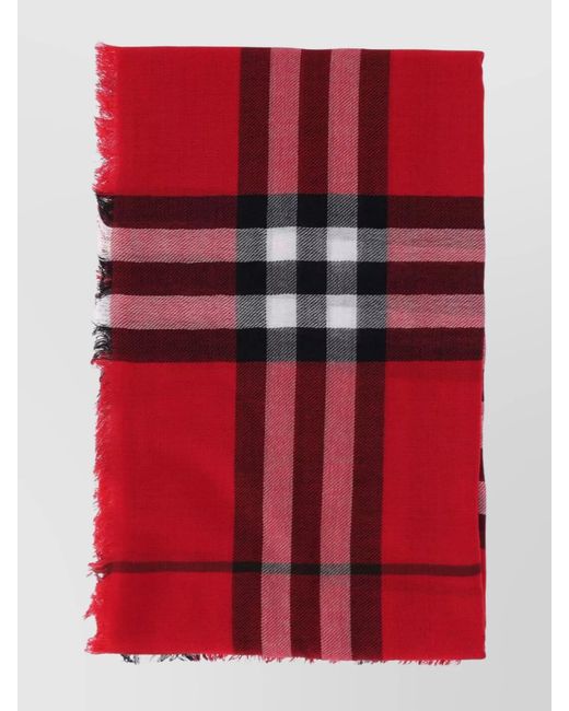 Burberry Red Wool Checked Scarf