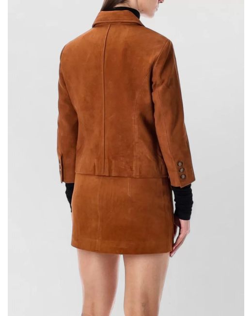 THE GARMENT Brown Suede Tailored Jacket Single Breasted Lapel
