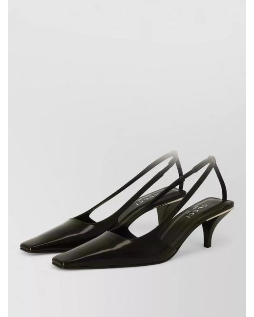 Gucci Black Leather Crystal-Embellished Slingback Pumps