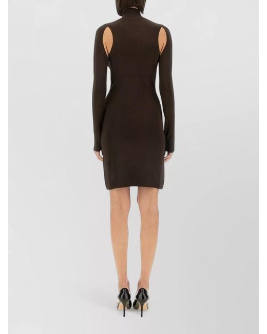 Helmut Lang Black Knit Turtleneck Dress Cut Out Shoulders