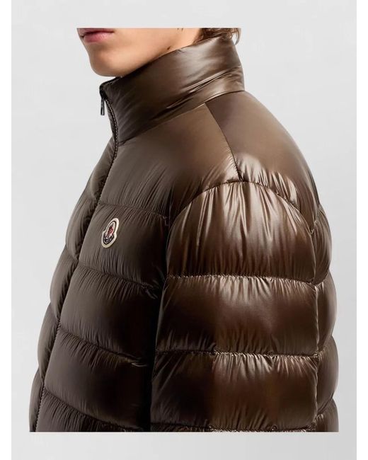 Moncler Brown Casual Padded Lightweight Jacket High Collar for men