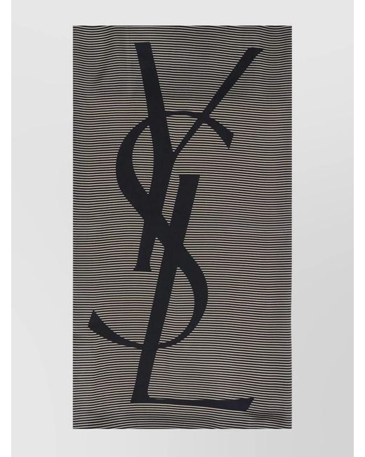 Saint Laurent Gray Silk Striped Semi-Sheer Scarf for men
