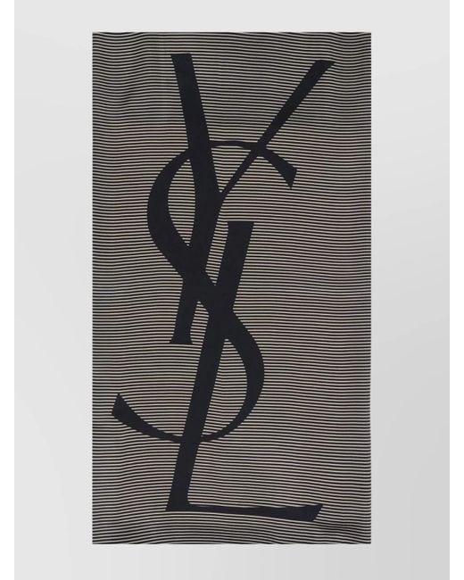 Saint Laurent Gray Silk Striped Semi-Sheer Scarf for men
