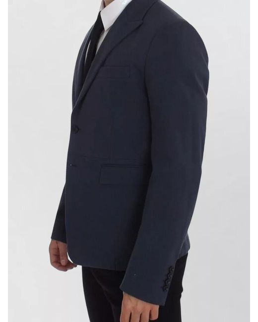 Dolce & Gabbana Blue Cotton Single-Breasted Blazer for men