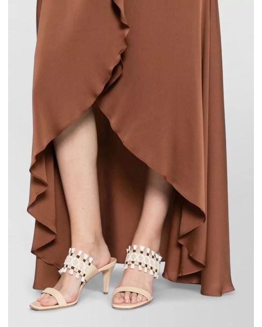 Silk95five Brown Shangri Long Dress Asymmetric Draped Wrap