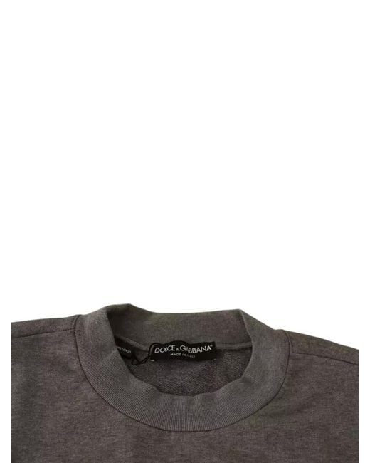 Dolce & Gabbana Gray Crown King Cotton Crew Neck Pullover for men