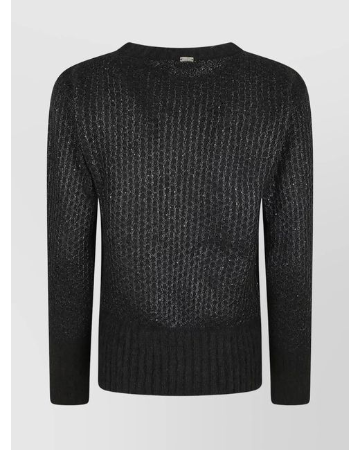Herno Black Metallic Sequin Knit Jumper