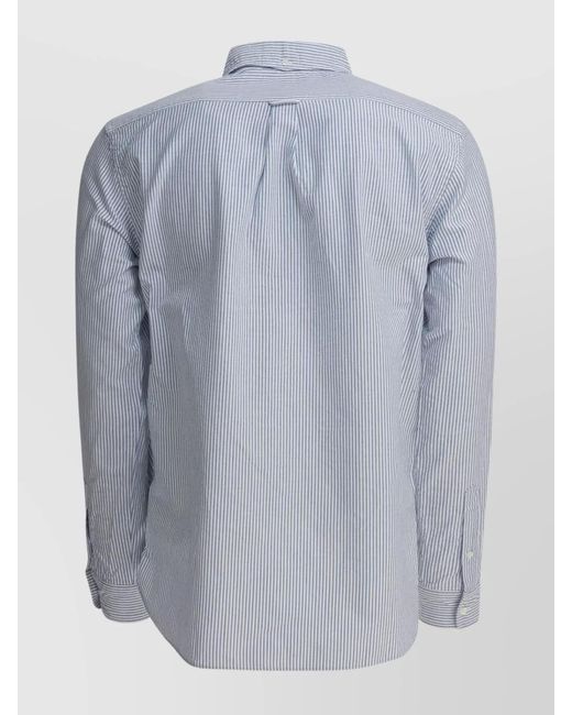 Beams Plus Blue Striped Cotton Shirt for men