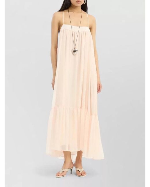 ROTATE BIRGER CHRISTENSEN White Chiffon A Line Dress Tiered Skirt