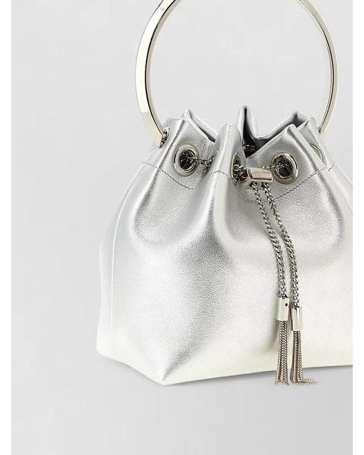 Jimmy Choo Gray Diwali Capsule Bon Bucket Bag Tassel