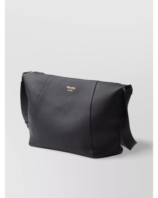Prada Black Leather Shoulder Bag for men