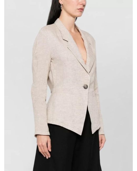 Emporio Armani Natural Tailored Jacket Long Sleeves Back Tie Detail