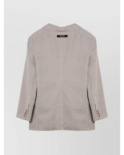 Palm Angels Gray Double-Breasted Cotton Jacket