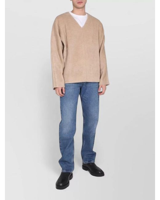 Séfr Blue Ezra Knit V Neck Long Sleeve Shirt for men