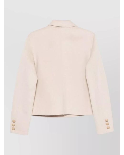 Semicouture Natural Alisa Wool Jacket Long Sleeves Buttons Pockets