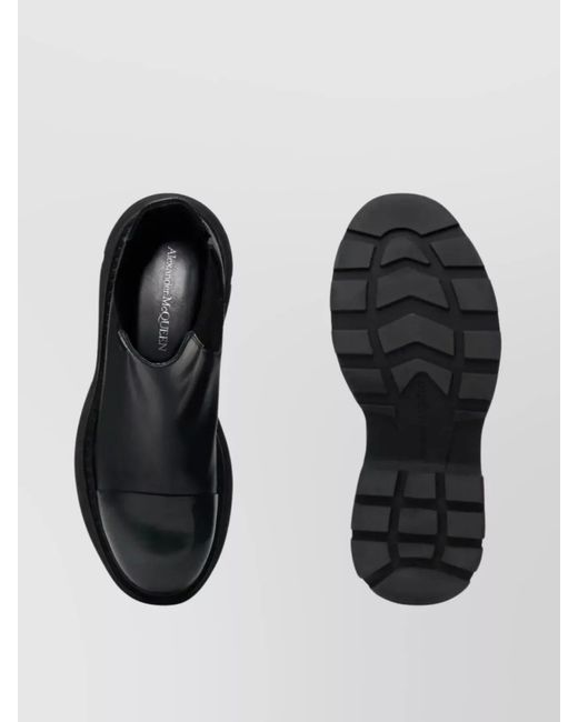 McQueen Black Calfskin Chelsea Boots With Rubber Lug Sole for men