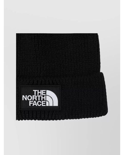 The North Face Black Logo Patch Beanie Folded Cuff for men