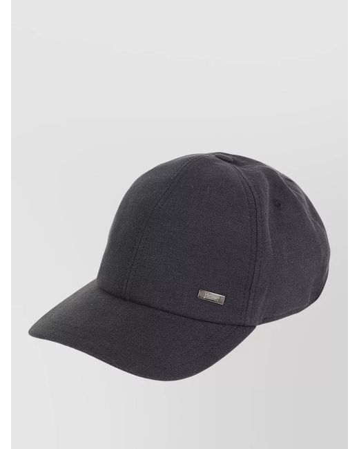 Herno Blue Linen Baseball Cap for men