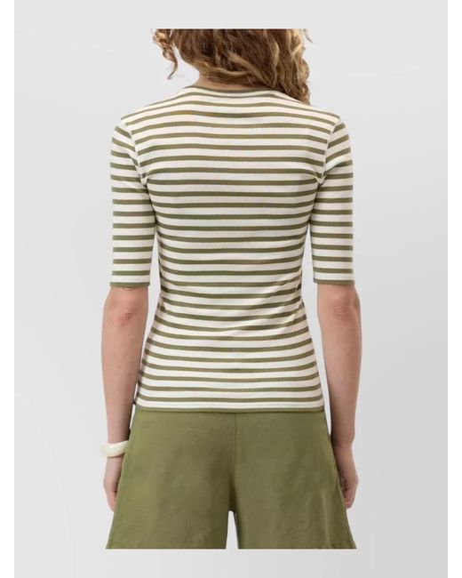 Closed Natural Cotton Blend Stripe Crew Neck Sweater