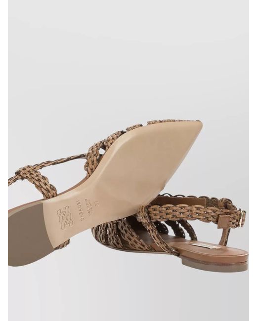 Casadei Brown Pointed Toe Flat Woven Slingback Sandals